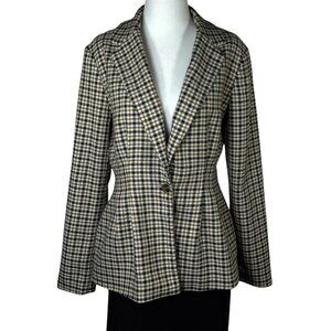 Who What Wear Womens Jacket Coat Sz M Houndstooth Single Breasted Tailored Fit